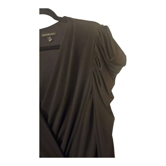 LANE BRYANT Black V-Neck Ruched Surplice Dress - Size 16 - Picture 5 of 10